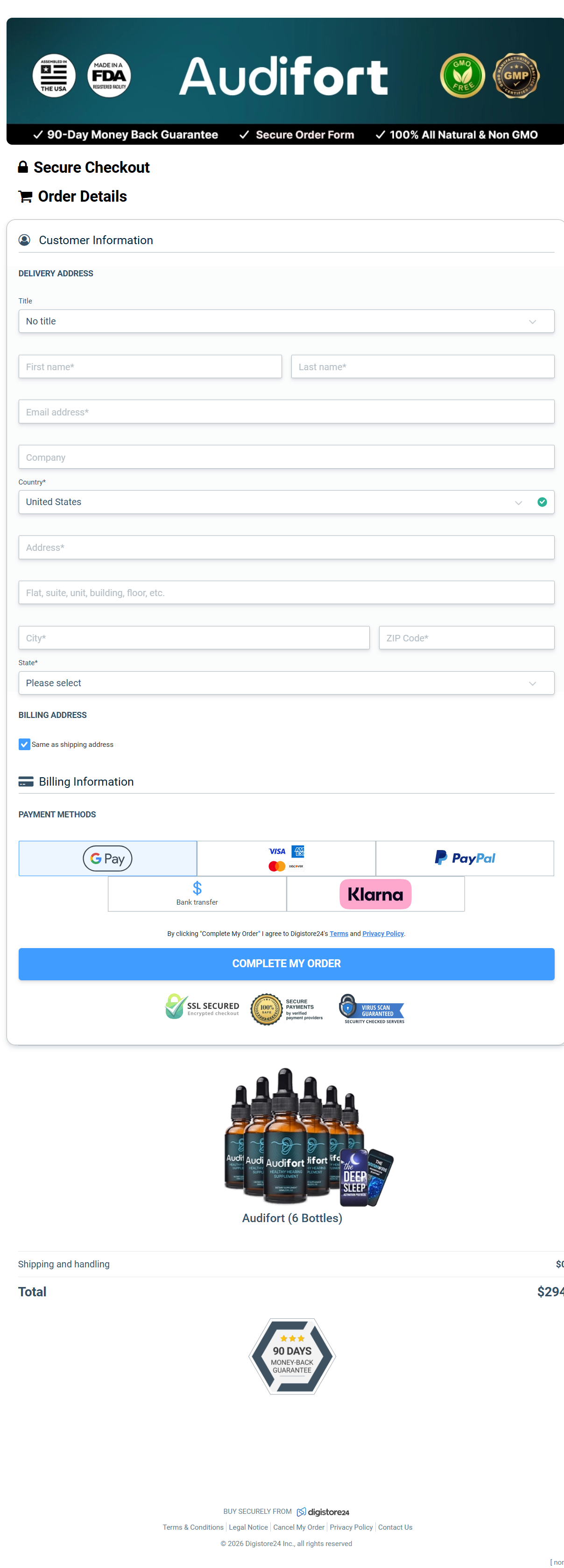 Audifort - Order Page